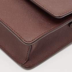 Pre Owned DKNY Burgundy Leather Bryant Park Flap Crossbody Bag