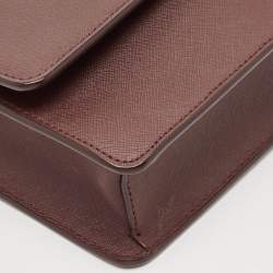 Pre Owned DKNY Burgundy Leather Bryant Park Flap Crossbody Bag