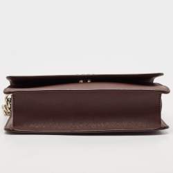 Pre Owned DKNY Burgundy Leather Bryant Park Flap Crossbody Bag