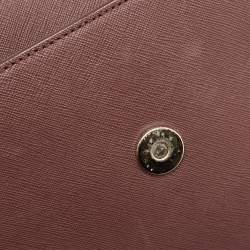 Pre Owned DKNY Burgundy Leather Bryant Park Flap Crossbody Bag