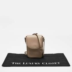 DKNY Beige Saffiano Leather Flap Phone Crossbody Bag