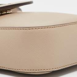 DKNY Beige Saffiano Leather Flap Phone Crossbody Bag
