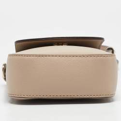 DKNY Beige Saffiano Leather Flap Phone Crossbody Bag