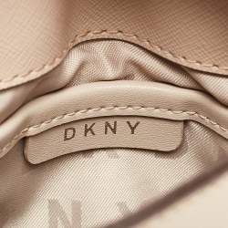 DKNY Beige Saffiano Leather Flap Phone Crossbody Bag