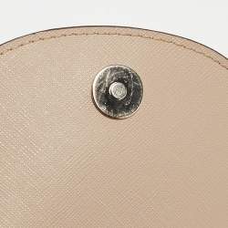 DKNY Beige Saffiano Leather Flap Phone Crossbody Bag