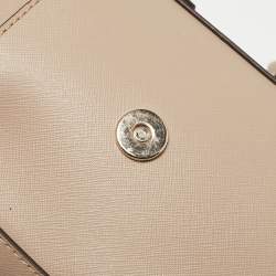 DKNY Beige Saffiano Leather Flap Phone Crossbody Bag