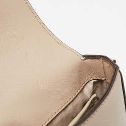 DKNY Beige Saffiano Leather Flap Phone Crossbody Bag