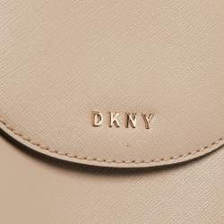 DKNY Beige Saffiano Leather Flap Phone Crossbody Bag