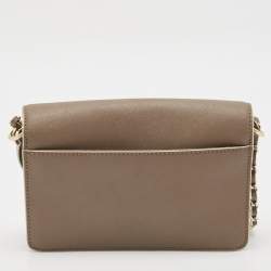 DKNY Beige Saffiano Leather Flap Chain Shoulder Bag