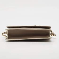 DKNY Beige Saffiano Leather Flap Chain Shoulder Bag