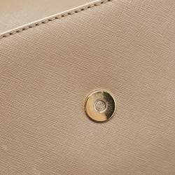 DKNY Beige Saffiano Leather Flap Chain Shoulder Bag
