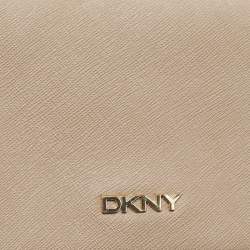 DKNY Beige Saffiano Leather Flap Chain Shoulder Bag