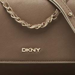 DKNY Beige Saffiano Leather Flap Chain Shoulder Bag