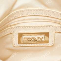 Pre Owned DKNY Light Beige Quilted Leather Small Zip Shoulder Bag