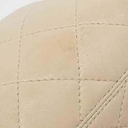 Pre Owned DKNY Light Beige Quilted Leather Small Zip Shoulder Bag