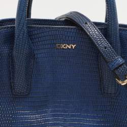 Pre Owned Dkny Blue Lizard Embossed Leather Chelsea Satchel