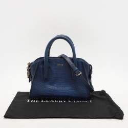 Pre Owned Dkny Blue Lizard Embossed Leather Chelsea Satchel