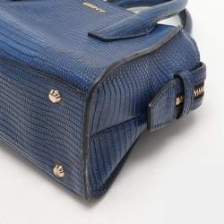Pre Owned Dkny Blue Lizard Embossed Leather Chelsea Satchel