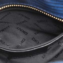 Pre Owned Dkny Blue Lizard Embossed Leather Chelsea Satchel