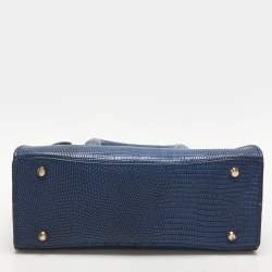 Pre Owned Dkny Blue Lizard Embossed Leather Chelsea Satchel