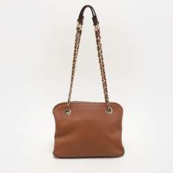 Pre Owned DKNY Brown Leather Bryant Park Shoulder Bags