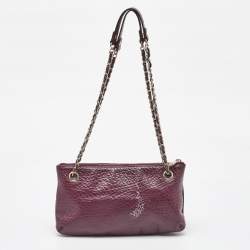 DKNY Purple Leather Lock Chain Shoulder Bag