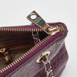 DKNY Purple Leather Lock Chain Shoulder Bag