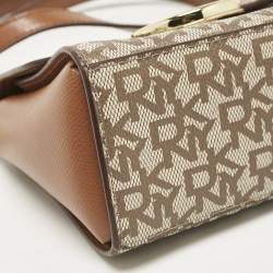 DKNY Beige/Brown Signature Coated Canvas and Leather Crossbody Bag