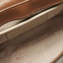 DKNY Beige/Brown Signature Coated Canvas and Leather Crossbody Bag