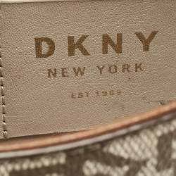DKNY Beige/Brown Signature Coated Canvas and Leather Crossbody Bag
