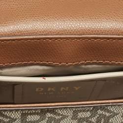 DKNY Beige/Brown Signature Coated Canvas and Leather Crossbody Bag