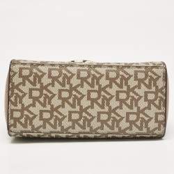 DKNY Beige/Brown Signature Coated Canvas and Leather Crossbody Bag