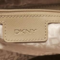 DKNY Red/Beige Signature Canvas and Leather Zip Tote