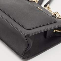 DKNY Black Leather Bryant Top Zip Shoulder Bag