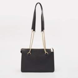 DKNY Black Leather Bryant Top Zip Shoulder Bag