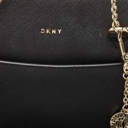 DKNY Black Leather Bryant Top Zip Shoulder Bag