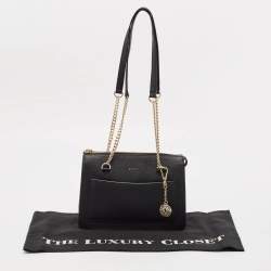DKNY Black Leather Bryant Top Zip Shoulder Bag
