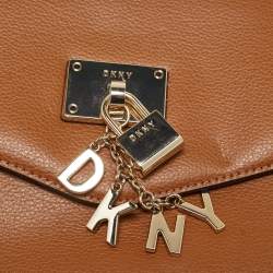 DKNY Brown Leather Elissa Flap Shoulder Bag