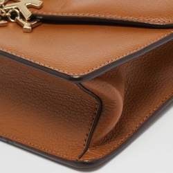 DKNY Brown Leather Elissa Flap Shoulder Bag