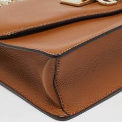 DKNY Brown Leather Elissa Flap Shoulder Bag