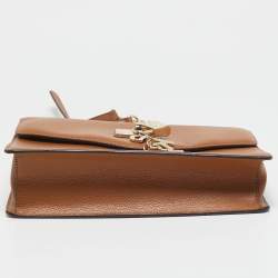 DKNY Brown Leather Elissa Flap Shoulder Bag