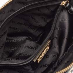 Pre Owned DKNY Black Croc Embossed Leather Padlock Crossbody Bag