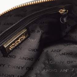 Pre Owned DKNY Black Croc Embossed Leather Padlock Crossbody Bag