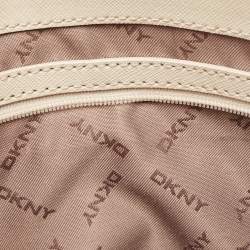 DKNY Off White Leather Bryant Zip Crossbody Bag 