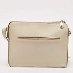 DKNY Off White Leather Bryant Zip Crossbody Bag 