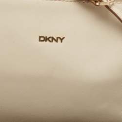 DKNY Off White Leather Bryant Zip Crossbody Bag 