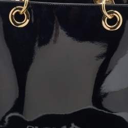 DKNY Black Patent Leather Chain Shopper Tote