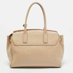 Pre Owned DKNY Cream Leather Padlock Tote