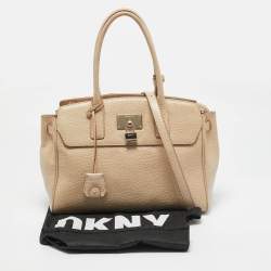 Pre Owned DKNY Cream Leather Padlock Tote