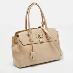 Pre Owned DKNY Cream Leather Padlock Tote